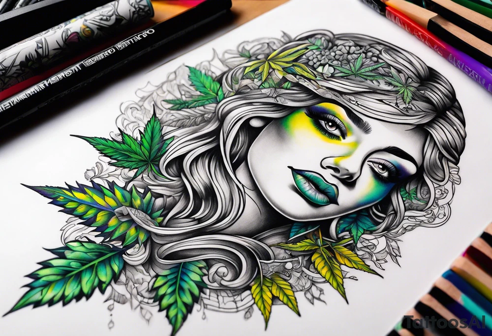 Marijuana and Psychedelic inspired tattoo tattoo idea