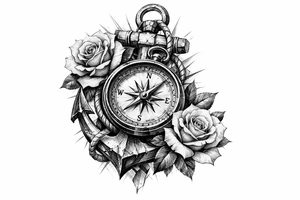 a compass,anchor,roses. tattoo idea
