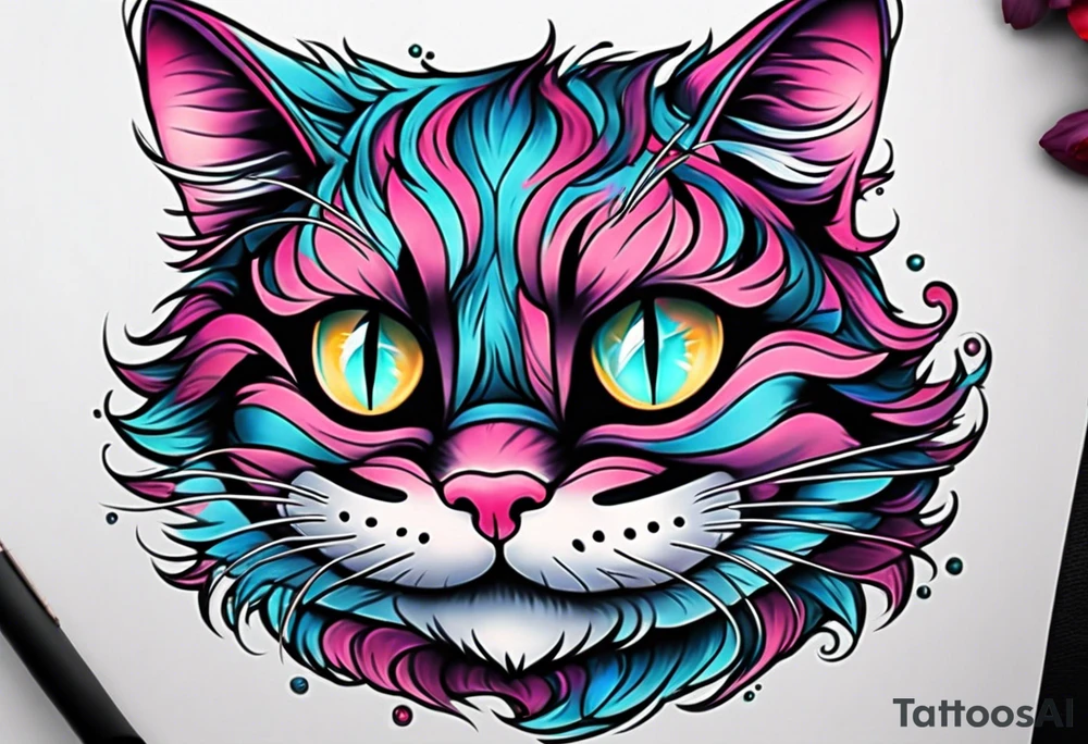 small Cheshire Cat full body tattoo idea