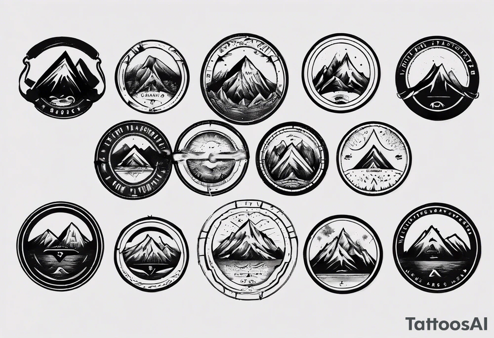 road cycles wheel drawn as a gym weight plate with a mountain in the middle tattoo idea
