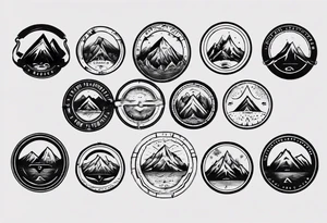 road cycles wheel drawn as a gym weight plate with a mountain in the middle tattoo idea