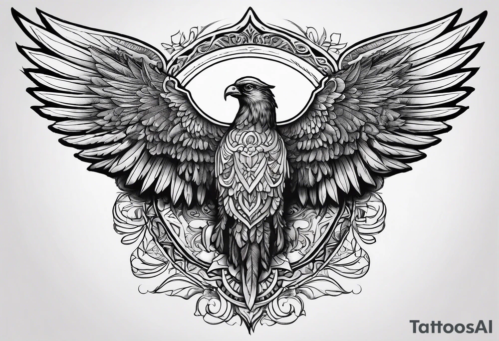 Wings with the word Glenn in the middle tattoo idea