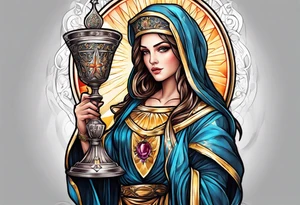 Female saint holding a chalice tattoo idea