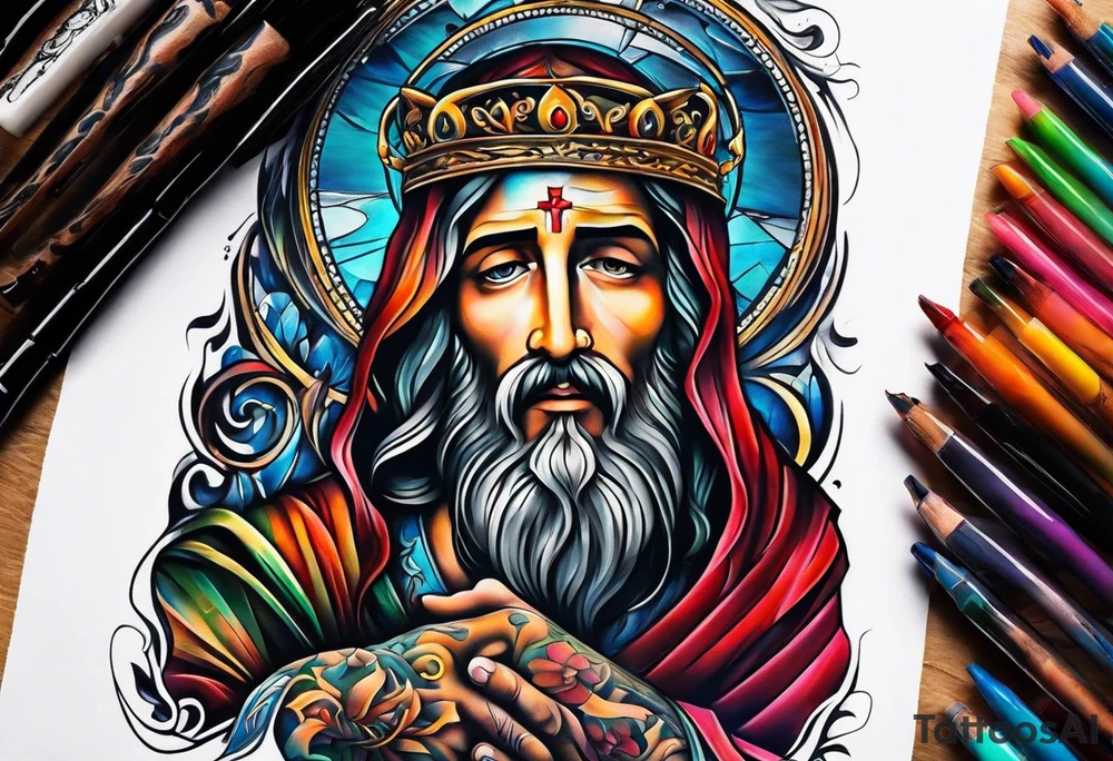 a man begging at the feet of Jesus tattoo idea