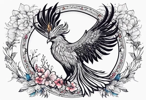 Constellation, animal phoenix , snow , géométric , flower tattoo idea
