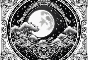 Ornemental moon tattoo idea
