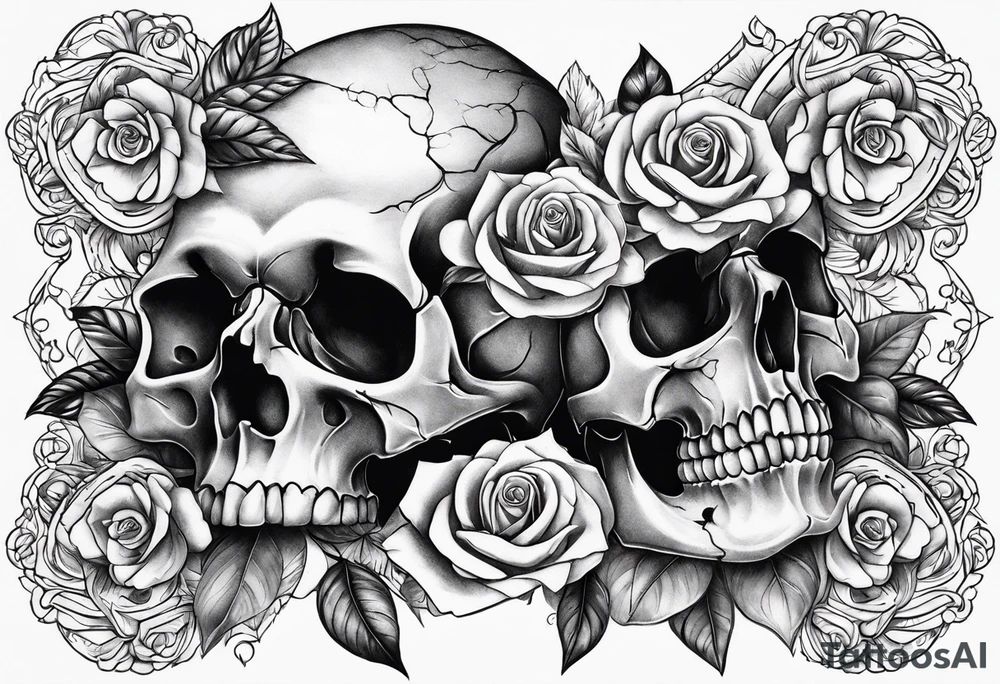 skull and roses tattoo idea