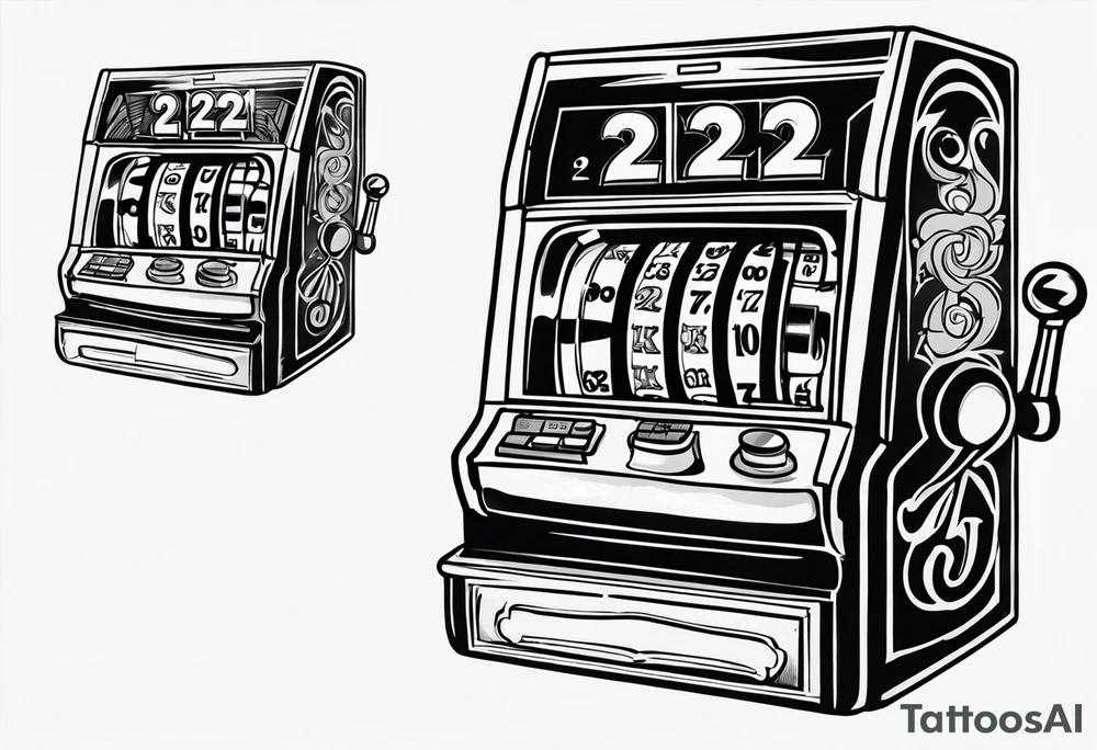 A slot machine landing on the numbers 222 tattoo idea