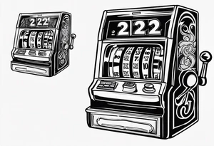 A slot machine landing on the numbers 222 tattoo idea