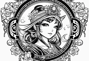 Dancing anime boba tea tattoo idea