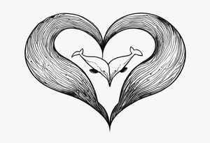 Two whales making heart with tails tattoo idea