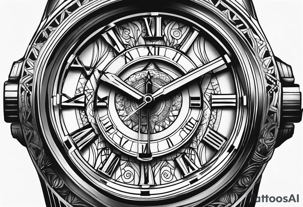 watch face with date of apr 8th tattoo idea