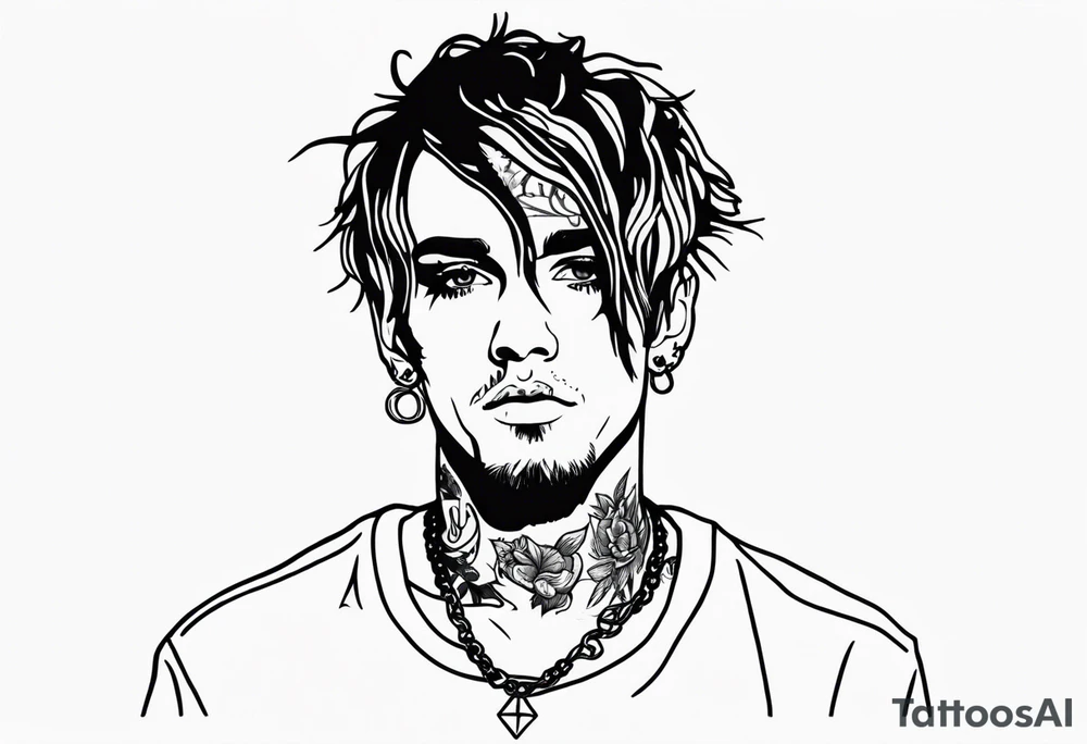 Lil peep in modern Blackwork style tattoo idea