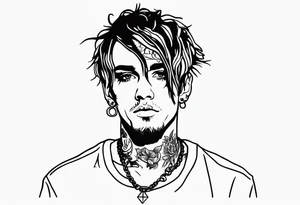 Lil peep in modern Blackwork style tattoo idea