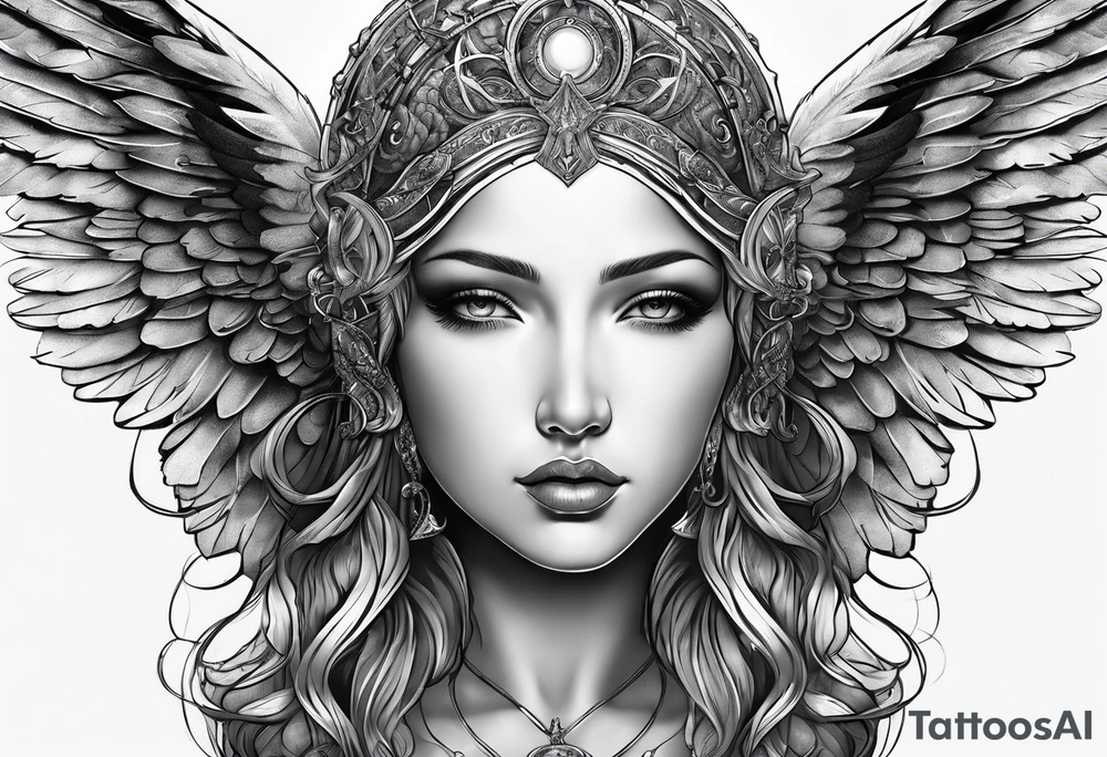 Angel with prayer hands tattoo idea