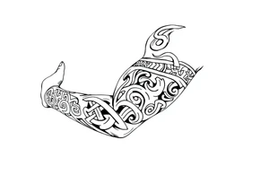 Māori style Celtic tribal knots
and bands black and white shading sleeve tattoo idea