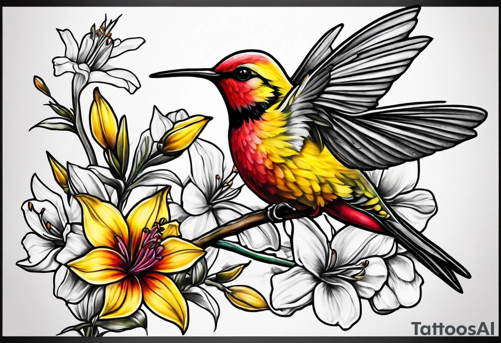 Libra hummingbird yellow finch cardinal flower garden dark sad beautiful mother tattoo idea