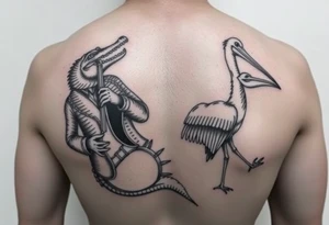 jazz musicians that are alligators and pelicans tattoo idea