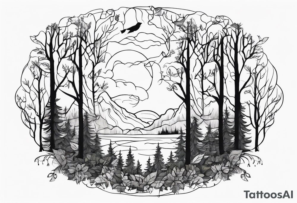 Living forest transitioning to a dead forest tattoo idea Living forest transitioning to a dead forest tattoo idea