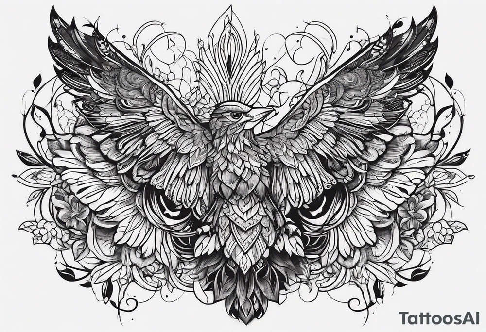 nature made of simple lines tattoo idea
