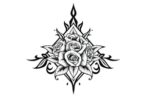 Small Roses filing the inside of an elongated diamond shape tattoo idea
