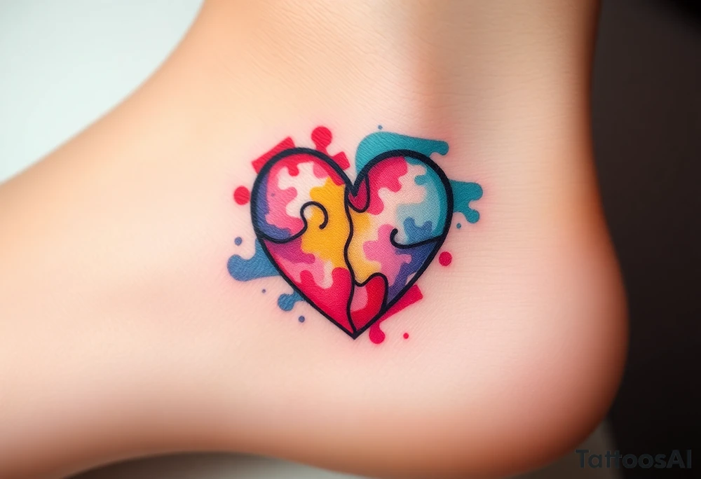 autism heart puzzle shape symbol tattoo idea