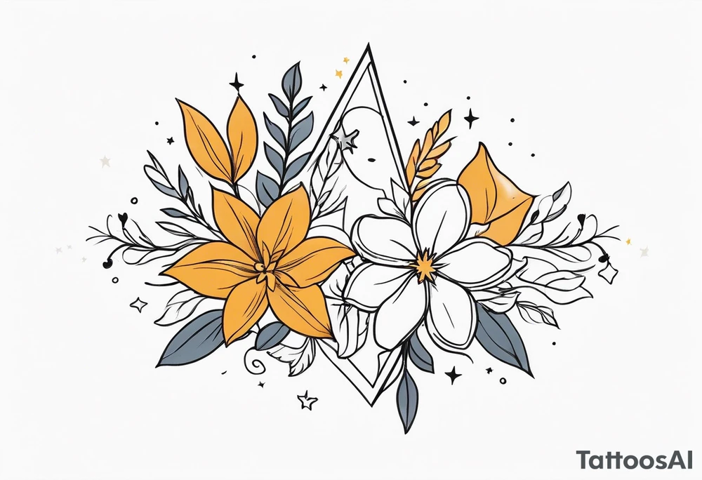 Western floral and stars tattoo idea