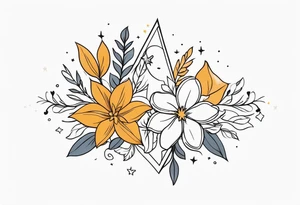 Western floral and stars tattoo idea