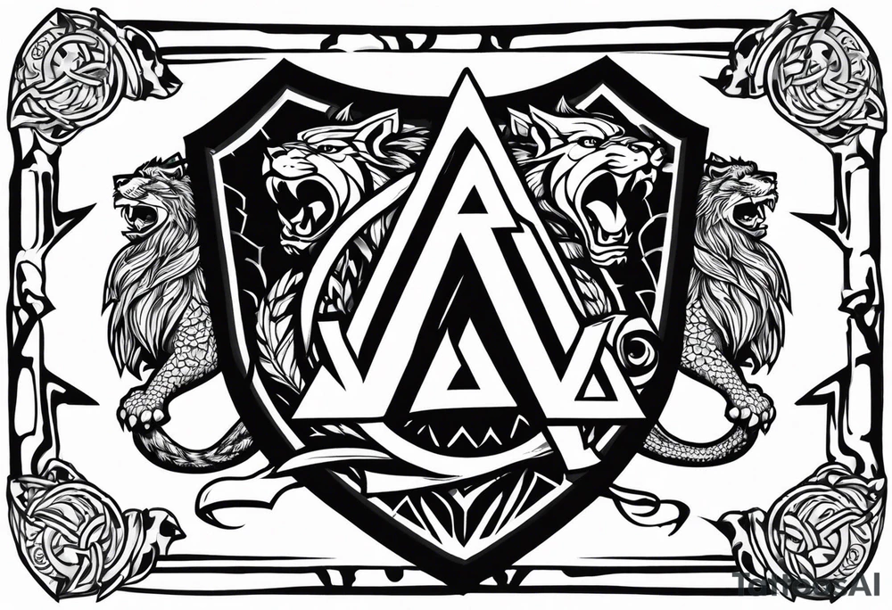 Valhalla sword shield axe Valknut dragon lion tattoo idea Valhalla sword shield axe Valknut dragon lion tattoo idea