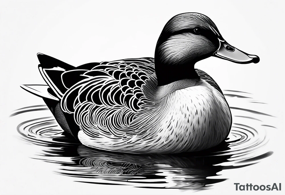 Dabbling Duck wearing a small jacket that says "XRP" on it tattoo idea
