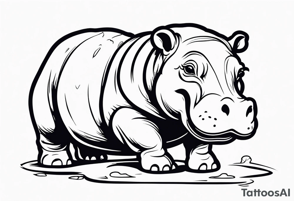 Baby hippo smiling tattoo idea