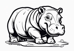 Baby hippo smiling tattoo idea