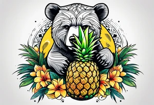 Bear hugging pineapple tattoo idea