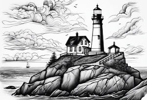 Lighthouse together with house tattoo idea