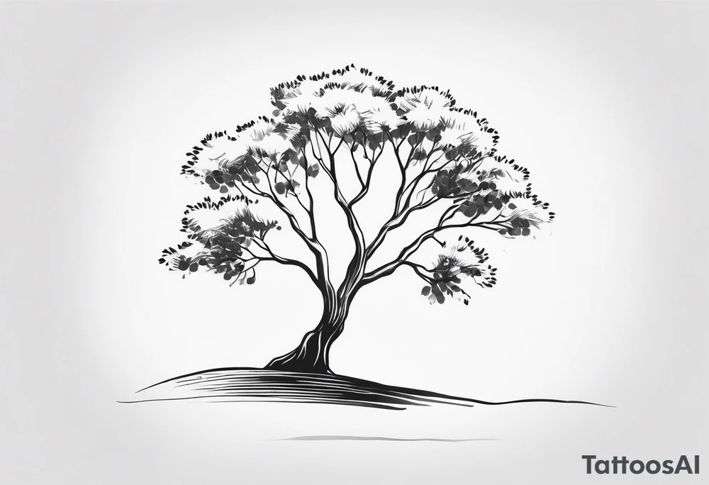 eucalyptus tree, simple, small, soft lines tattoo idea