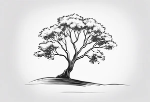 eucalyptus tree, simple, small, soft lines tattoo idea