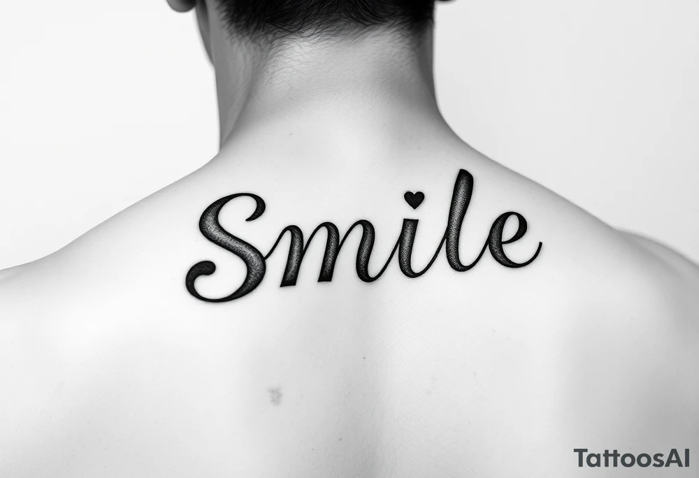 The word smile on the back of elbow tattoo idea