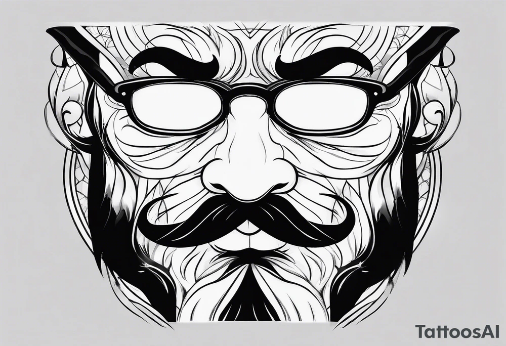 mustache in a pencil-like style tattoo idea