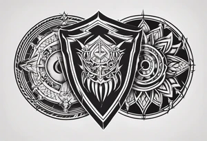 Shield symmetrical tattoo idea