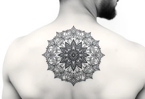 intricate mandala with sacred geometry and cosmic elements tattoo idea