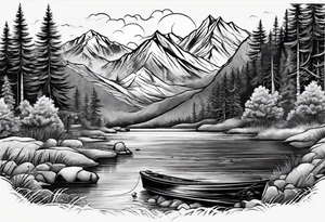 fishing lure mountains tattoo idea