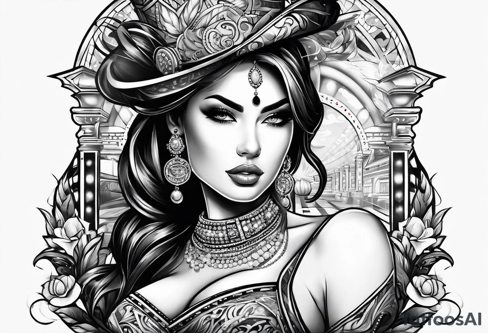 woman casino tattoo idea