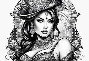 woman casino tattoo idea