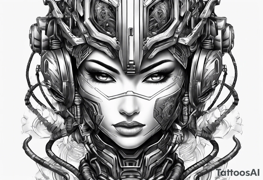 Modern robot ninja tattoo idea