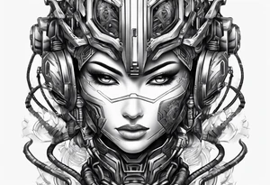 Modern robot ninja tattoo idea