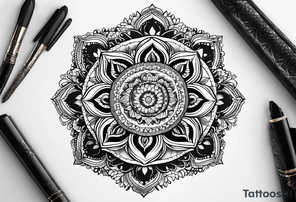 mandala with lace tattoo idea