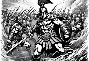 Spartan Warrior battle scene tattoo idea