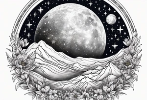 Celestial galaxy moon stars tattoo idea