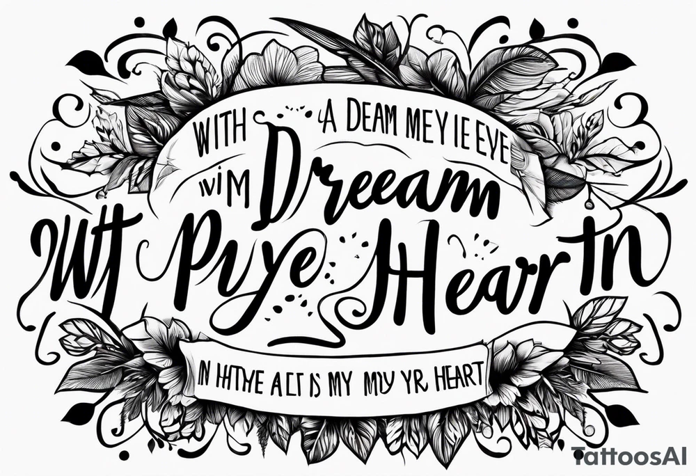 The quote “with a dream in my eye and a prayer in my heart” tattoo idea