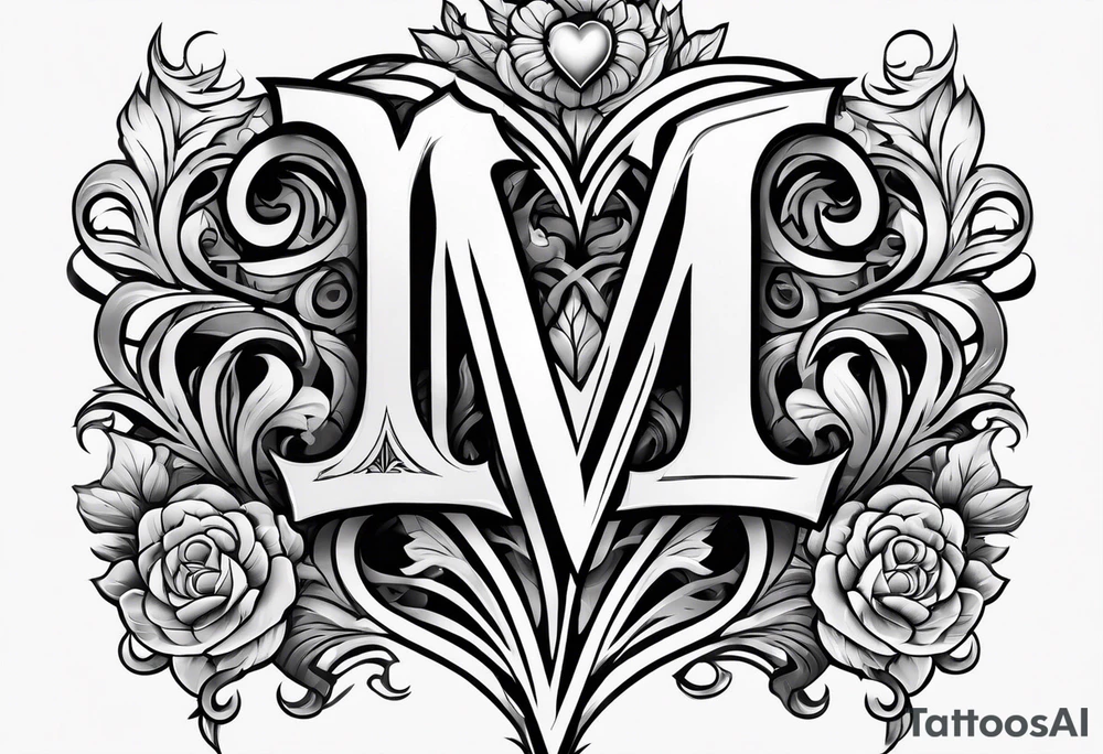 Letters M and S with heart tattoo idea